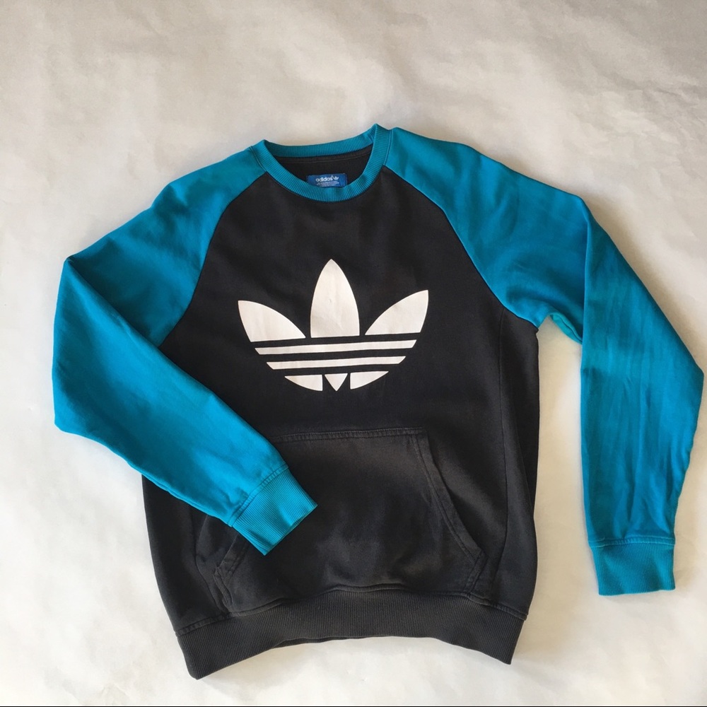 Adidas Black & Teal Sweatshirt with Trefoil Logo